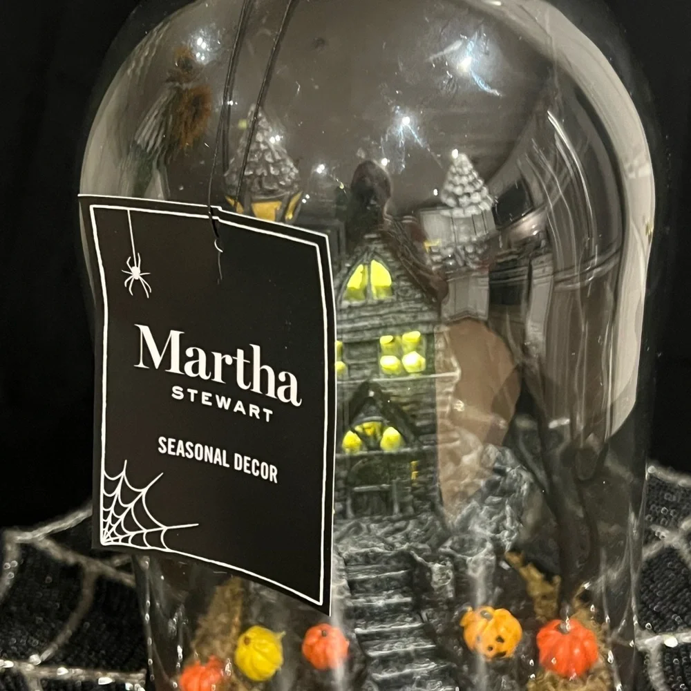 Martha Stewart Halloween Haunted House Light Up LED Glass Cloche Pumpkins New - Picture 13 of 15